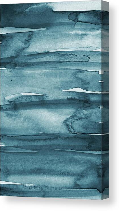 Abstract Canvas Print featuring the painting Indigo Water 2- Expressionist Art by Linda Woods by Linda Woods