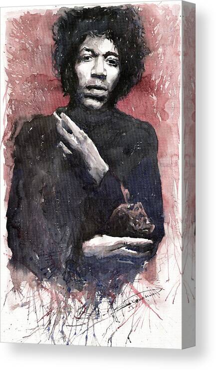 Jazz Canvas Print featuring the painting Jazz Rock Jimi Hendrix 05 by Yuriy Shevchuk
