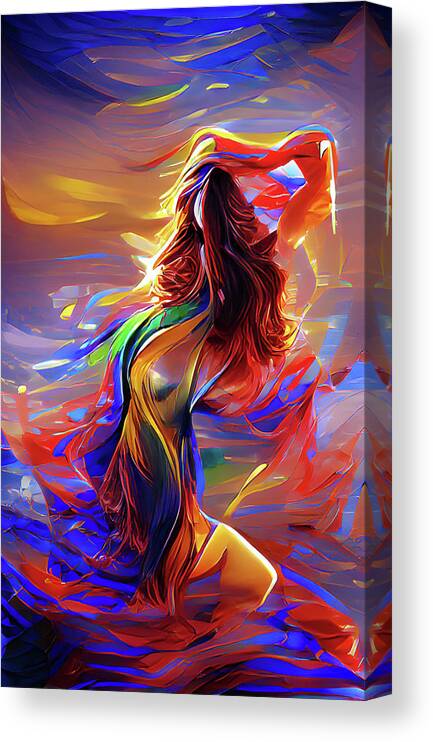 Woman Canvas Print featuring the digital art Melting Woman by Digital Art Cafe