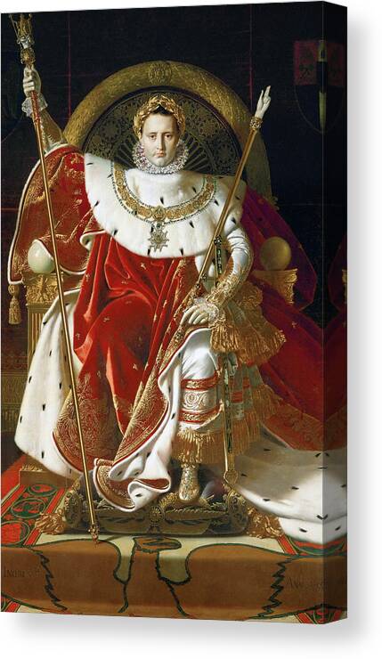 Napoleon Canvas Print featuring the painting Napoleon on his throne by Jean Auguste Dominique Ingres