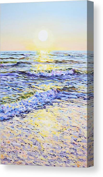 Sea Canvas Print featuring the painting Ocean. The sun. by Iryna Kastsova