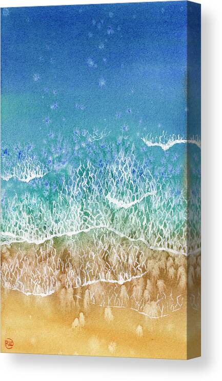 Peaceful Canvas Print featuring the painting Peaceful Beach by Rebecca Davis