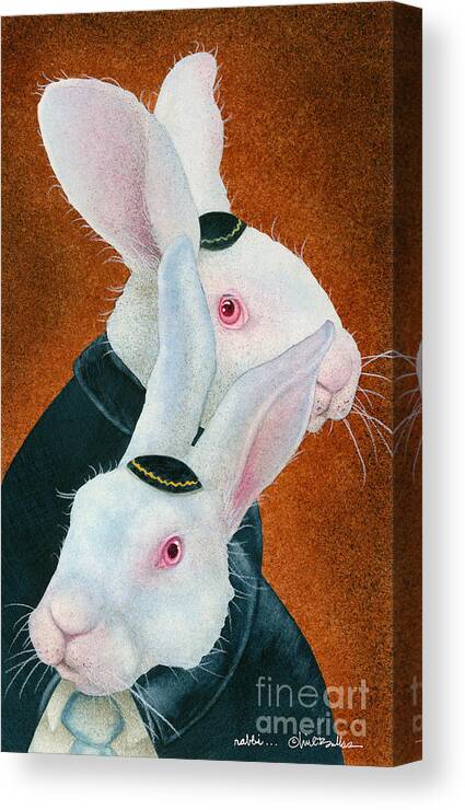 Rabbit Canvas Print featuring the painting Rabbi... by Will Bullas
