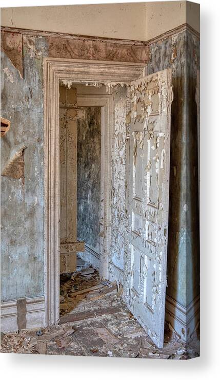 1860 Canvas Print featuring the photograph White Door of a Haunted Mansion by David Letts