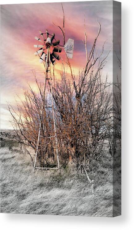 Windmill Canvas Print featuring the digital art Windmill, Still Standing Strong by Fred Loring