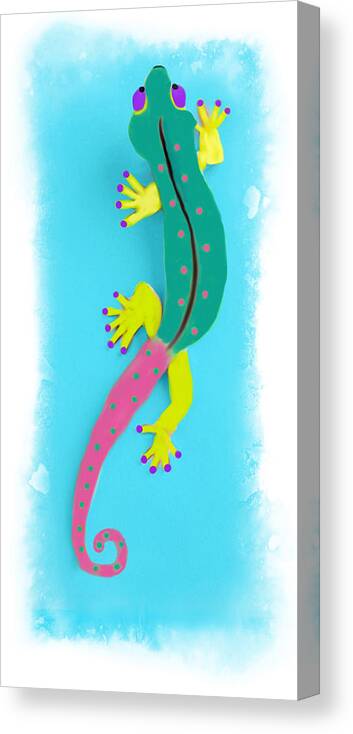 Gecko Canvas Print featuring the mixed media Gecko Two by Deborah Boyd