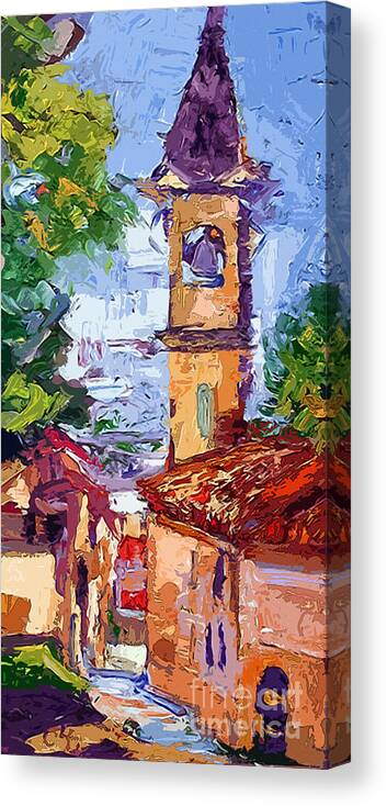 Italy Canvas Print featuring the painting Bell Tower in Italy by Ginette Callaway