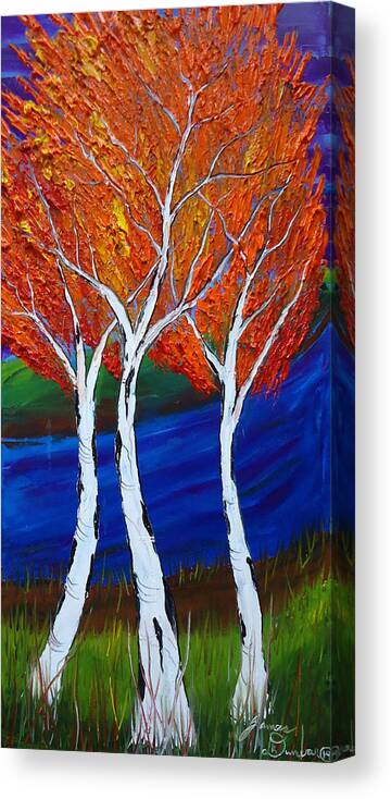  Canvas Print featuring the painting Birch Tree Of Autumn 7 by James Dunbar