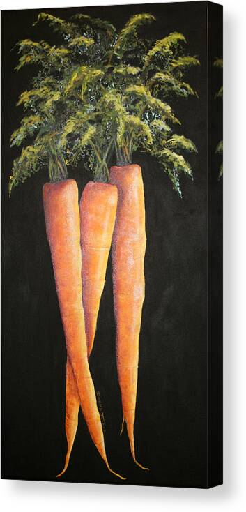 Kitchen Canvas Print featuring the painting Carrots by Donna Tucker