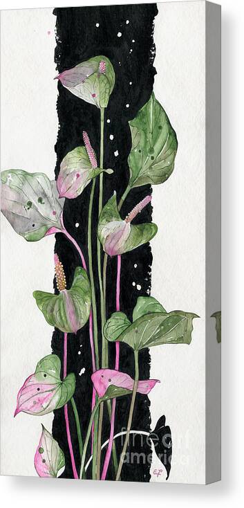 Anthurium Canvas Print featuring the painting Flower Anthurium 02 Elena Yakubovich by Elena Daniel Yakubovich