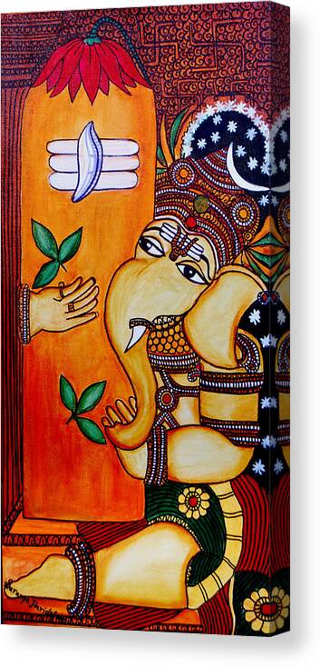 Ganesha Canvas Print featuring the painting Ganapathy by Saranya Haridasan