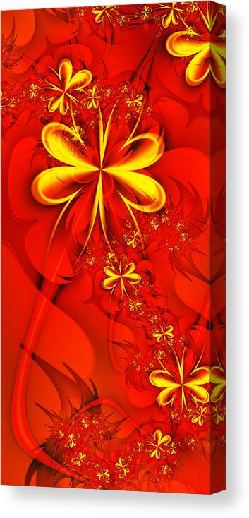 Digital Canvas Print featuring the digital art Gold Flowers by Lena Auxier