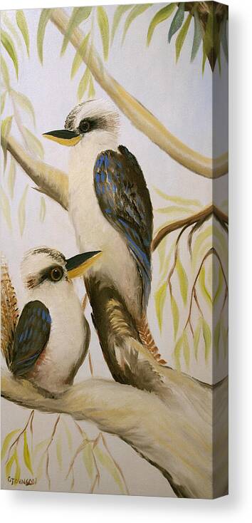 Bird Canvas Print featuring the painting Kooka Duo by Glen Johnson