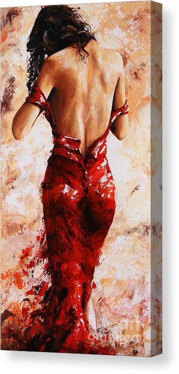 Lady Canvas Print featuring the painting Lady in Red #24 large by Emerico Imre Toth