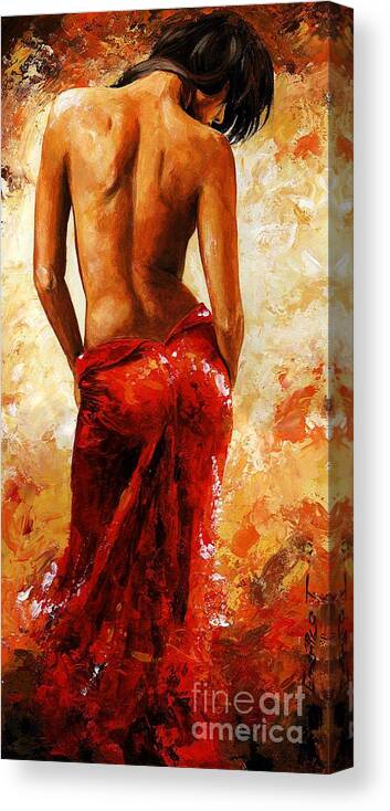 Lady Canvas Print featuring the painting Lady in red 27 by Emerico Imre Toth