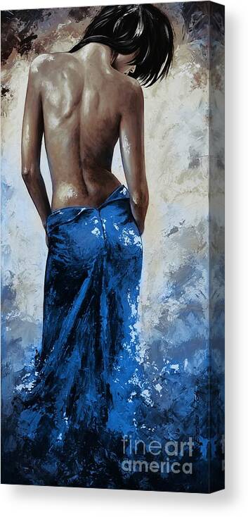 Lady Canvas Print featuring the painting Lady in red 27RE blue color version large by Emerico Imre Toth