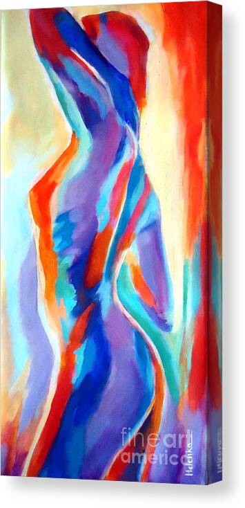 Nude Figures Canvas Print featuring the painting Meeting the morning by Helena Wierzbicki
