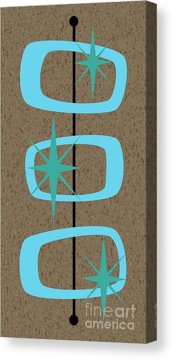 Turquoise Canvas Print featuring the digital art Mid Century Modern Shapes 1 by Donna Mibus