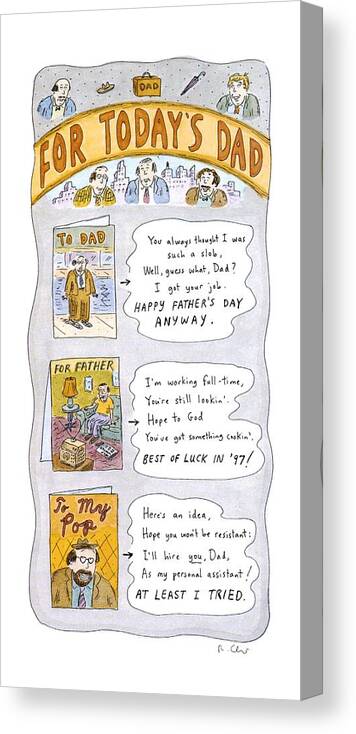 Family Canvas Print featuring the drawing New Yorker June 16th, 1997 by Roz Chast