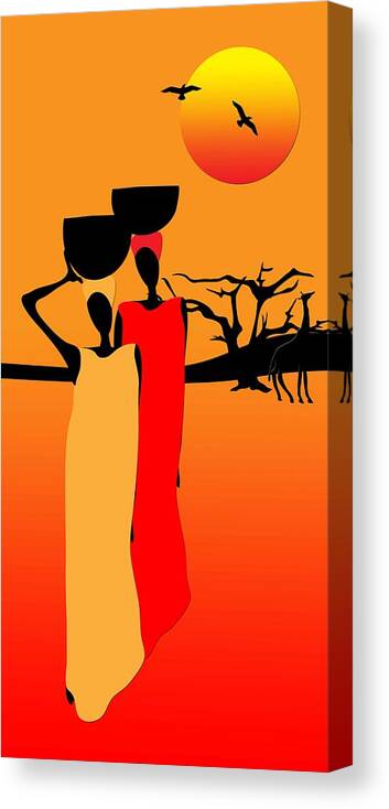 Women Working Canvas Print featuring the digital art Nubia Night by Terry Boykin