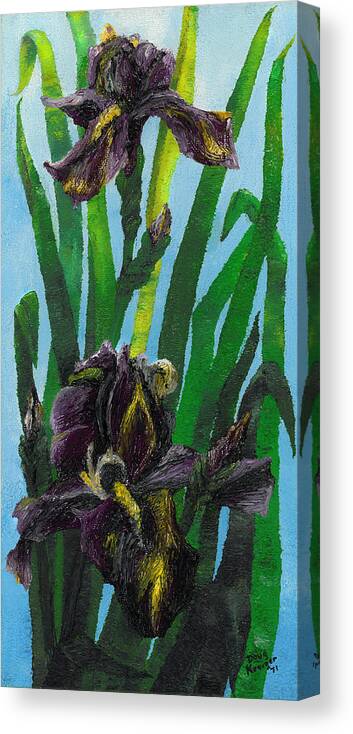 Purple Bearded Iris Canvas Print featuring the painting Summer's Celebrant by Doug Kreuger