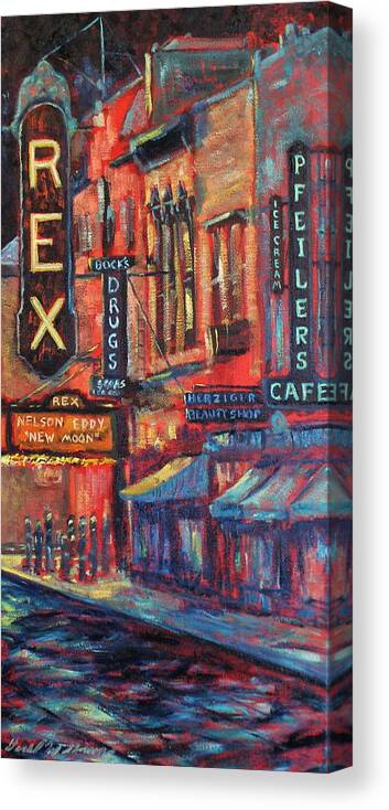 Sheboygan Canvas Print featuring the painting The late show by Daniel W Green