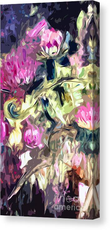 Abstract Canvas Print featuring the painting Thistles Abstract Triptych #1 Floral by Ginette Callaway