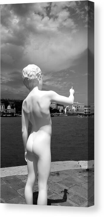 Boy With Frog Canvas Print featuring the photograph Venice Statue 2 by Andrew Fare