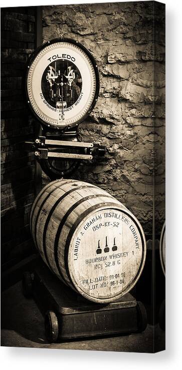 Bourbon Barrel Canvas Print featuring the photograph Weighing In by Karen Varnas