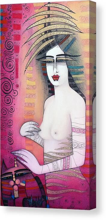 Lady Canvas Print featuring the painting Dreaming by Albena Vatcheva