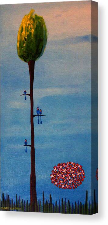 Birds Canvas Print featuring the painting Blue Birds by Mindy Huntress