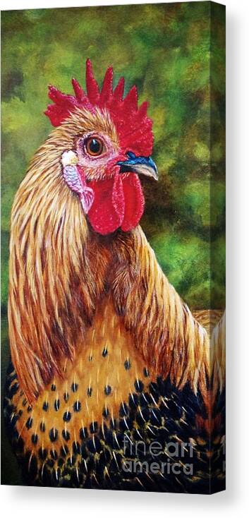 Rooster Canvas Print featuring the painting Next King by Greg and Linda Halom