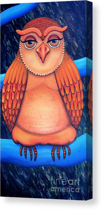 Owl Canvas Print featuring the painting Owl in Oil by Barbara Stirrup