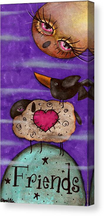 Folk Art Canvas Print featuring the painting Friends by Abril Andrade