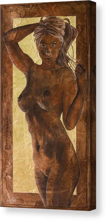 Nude Canvas Print featuring the painting Angel In Gold by Richard Hoedl