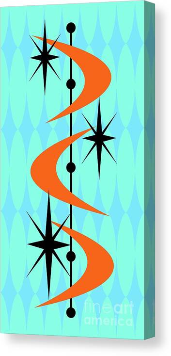  Canvas Print featuring the digital art Atomic Boomerangs in Orange by Donna Mibus