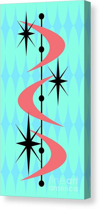  Canvas Print featuring the digital art Atomic Boomerangs in Pink by Donna Mibus