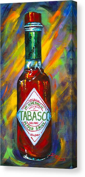  Louisiana Hot Sauce Canvas Print featuring the painting Awesome Sauce - Tabasco by Dianne Parks