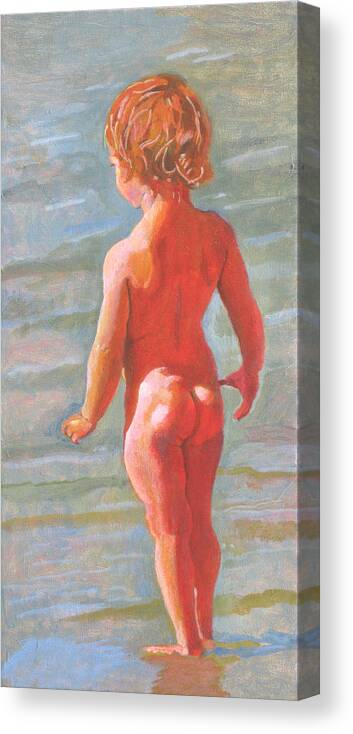 Baby Canvas Print featuring the painting Beach Baby by Robert Bissett