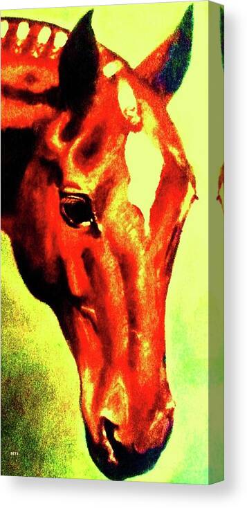 Horse Art Canvas Print featuring the painting horse portrait RED shadows by Bets Klieger