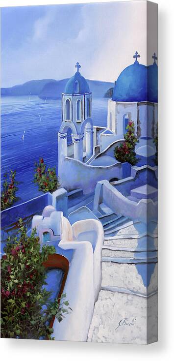 Church Canvas Print featuring the painting Le Chiese Blu by Guido Borelli