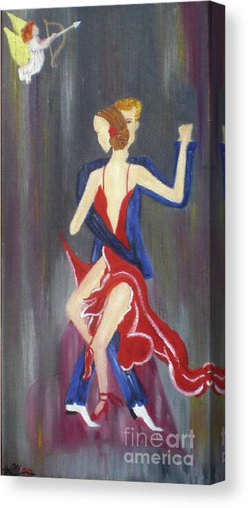 Cupid Canvas Print featuring the painting My Secret Valentine by Artist Linda Marie