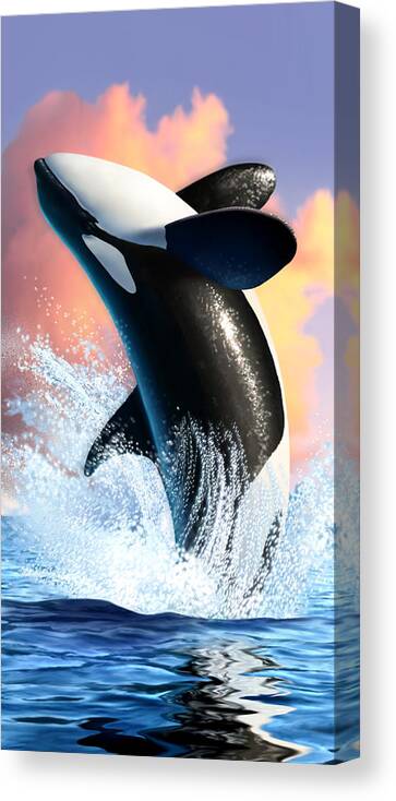 Orca Canvas Print featuring the digital art Orca 1 by Jerry LoFaro