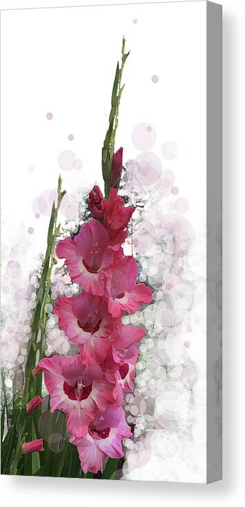 Pink Gladiola Canvas Print featuring the digital art Pink Champagne by Gina Harrison