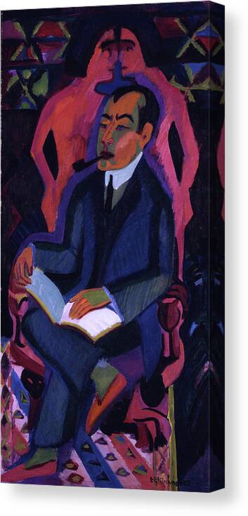 Portrait Canvas Print featuring the painting Portrait of Manfred Schames by Ernst Ludwig Kirchner 1925 by Movie Poster Prints