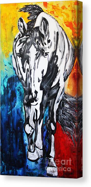 Home Design Canvas Print featuring the painting Silver Horse by Kathleen Artist PRO