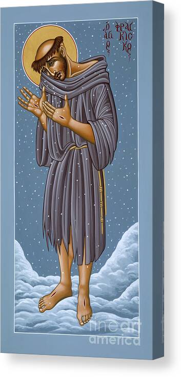 St Francis Canvas Print featuring the painting St Francis Wounded Winter Light 098 by William Hart McNichols