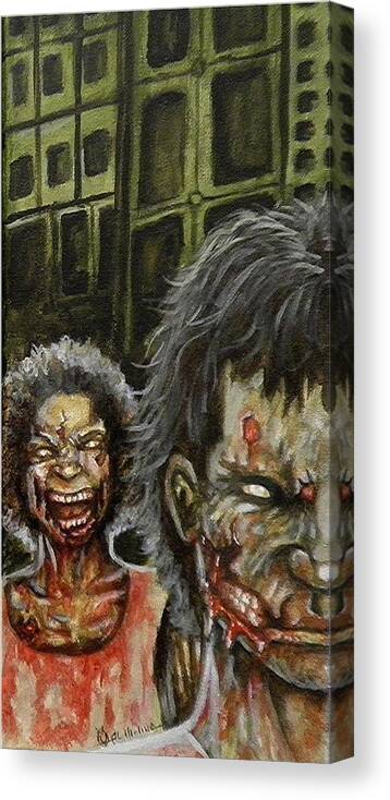 Walking Dead Canvas Print featuring the painting The Dead Invade Emerald City 3 by Al Molina
