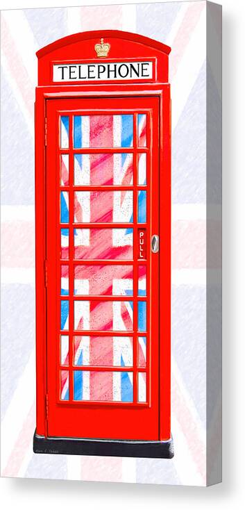Telephone Box Canvas Print featuring the photograph Thoroughly British Flair - Classic Phone Booth by Mark E Tisdale