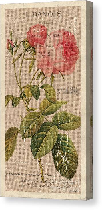 Floral Canvas Print featuring the painting Vintage Burlap Floral 2 by Debbie DeWitt